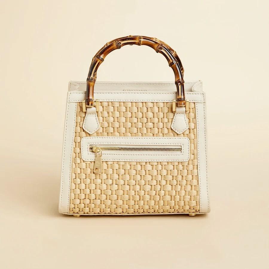 Bamboo Straw Satchel Pearl